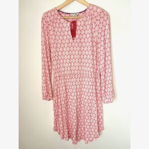 Boden Dress Linen Blend Coral Long sleeves Tassle Dress Size 8R - c10